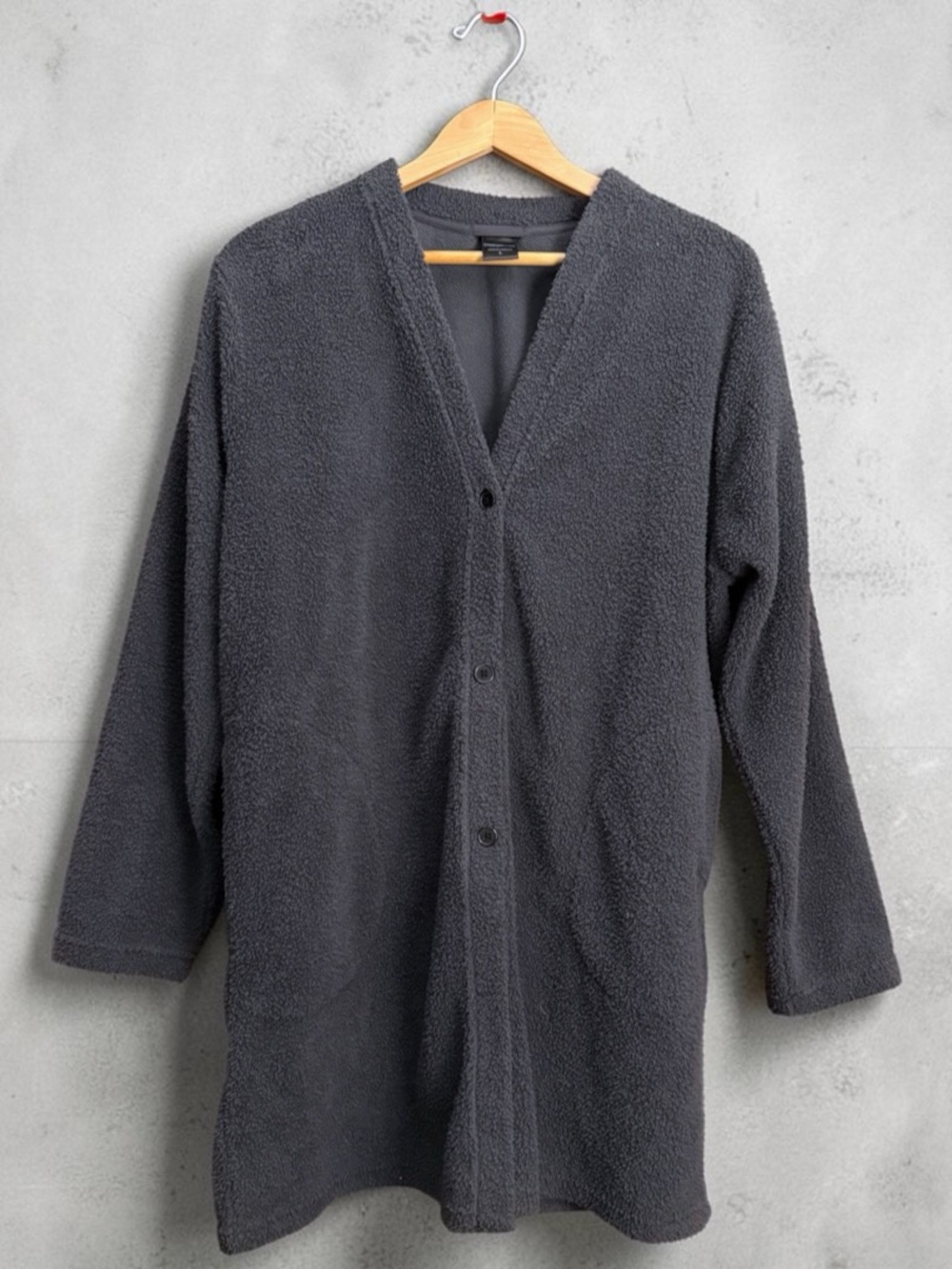 Comfort Code Charcoal Plush Button-Up Cardigan Size L